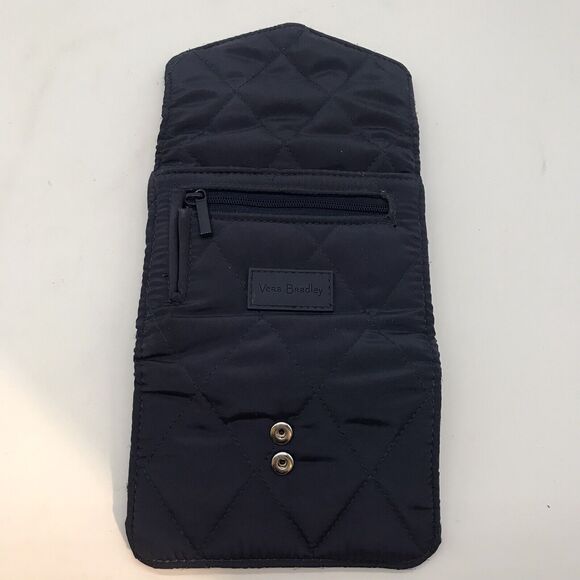 Vera Bradley Wallet Trifold CC ID Cash Quilted Navy Blue Floral Lined 5.5 x 4.5 - Picture 11 of 15